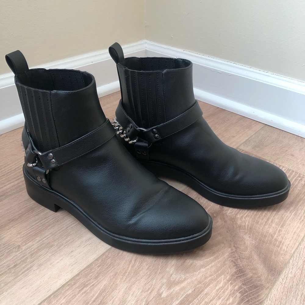 H&M Faux Leather Biker Boots Size 8.5